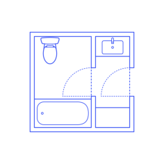 Layouts Bathrooms Full Split 2 Wall Facing Silhouette Svg Vector, Free Vectors File
